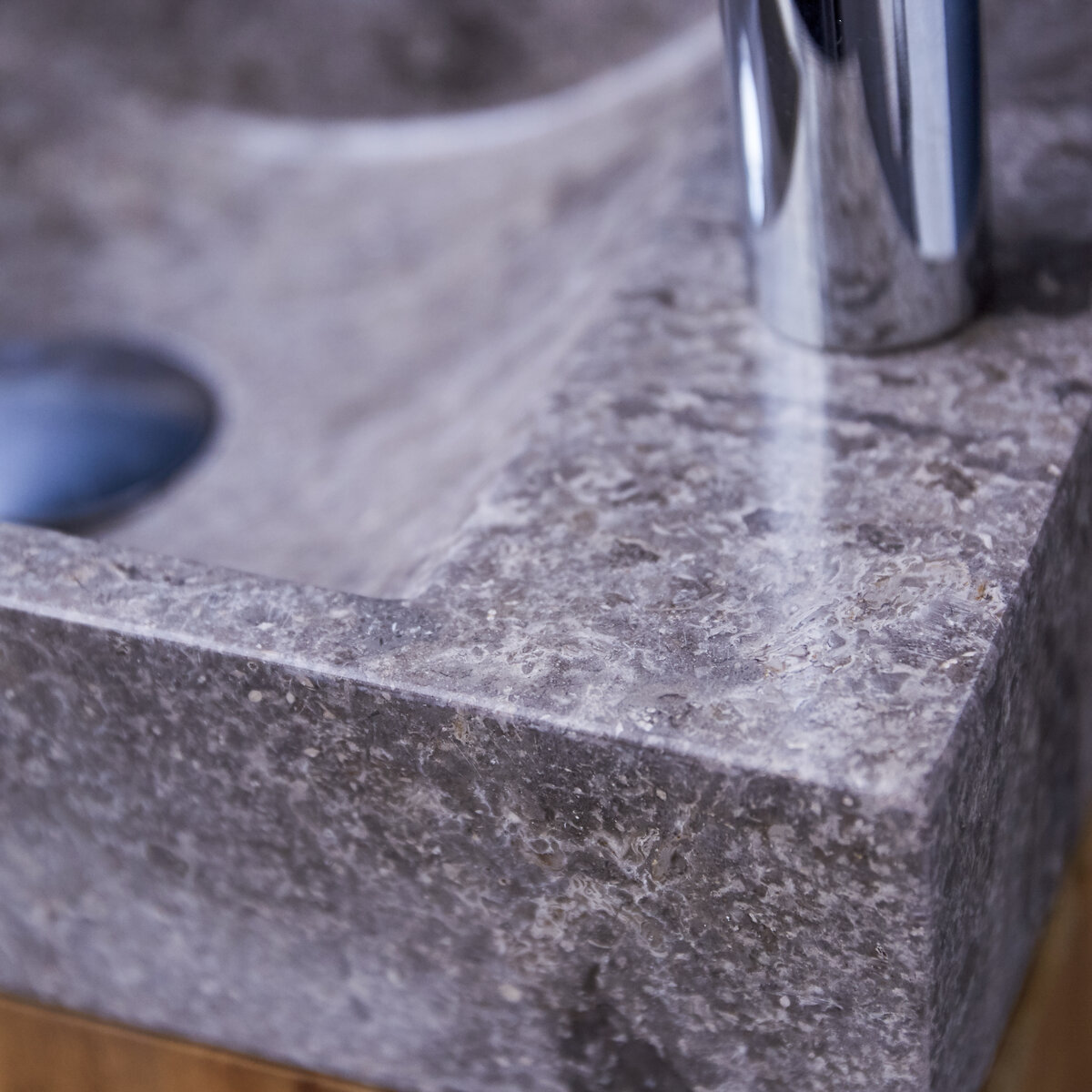 Stelle - Meuble Lave main en teck massif et marbre grey Stelle - Meuble Lave main en teck massif et marbre grey