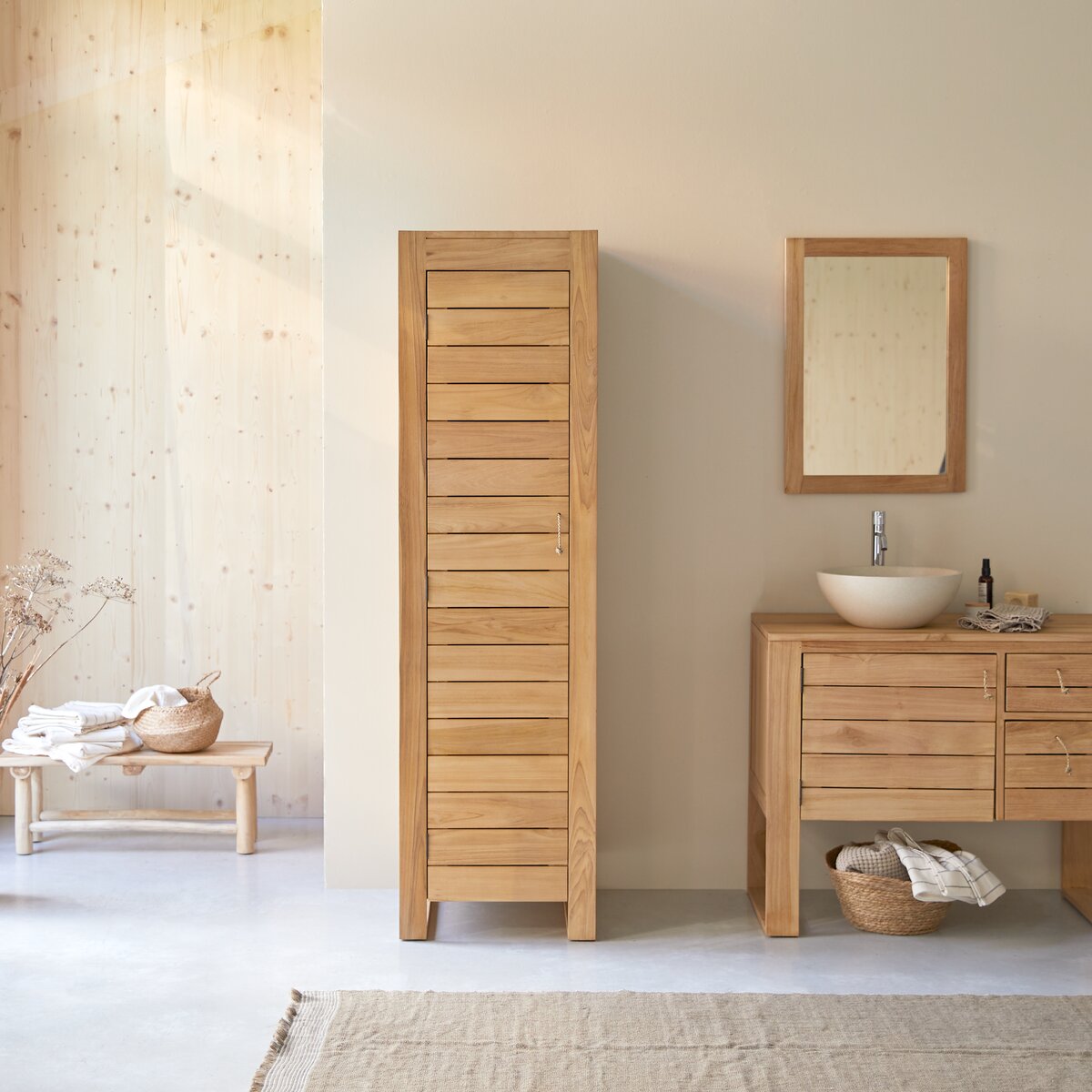 alise META : Badezimmer - Hochschränke - für Badezimmer aus Teak 180 Minimalys