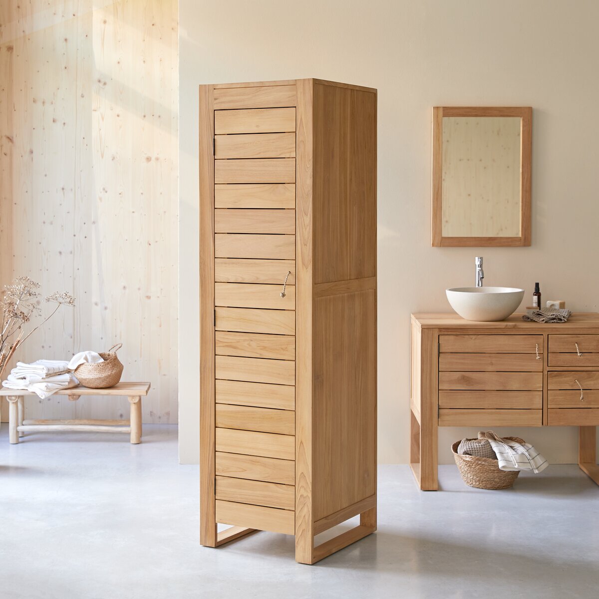 alise META : Badezimmer - Hochschränke - für Badezimmer aus Teak 180 Minimalys