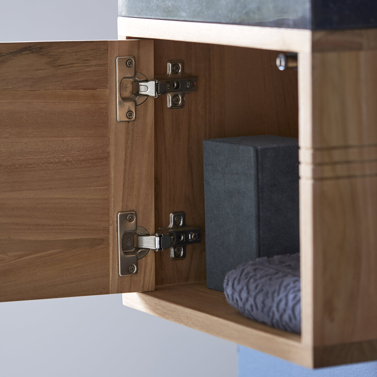 Basic - Meuble Lave main en teck massif et marbre black Basic - Meuble Lave main en teck massif et marbre black