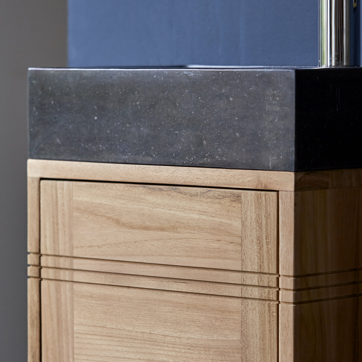 Basic - Meuble Lave main en teck massif et marbre black Basic - Meuble Lave main en teck massif et marbre black