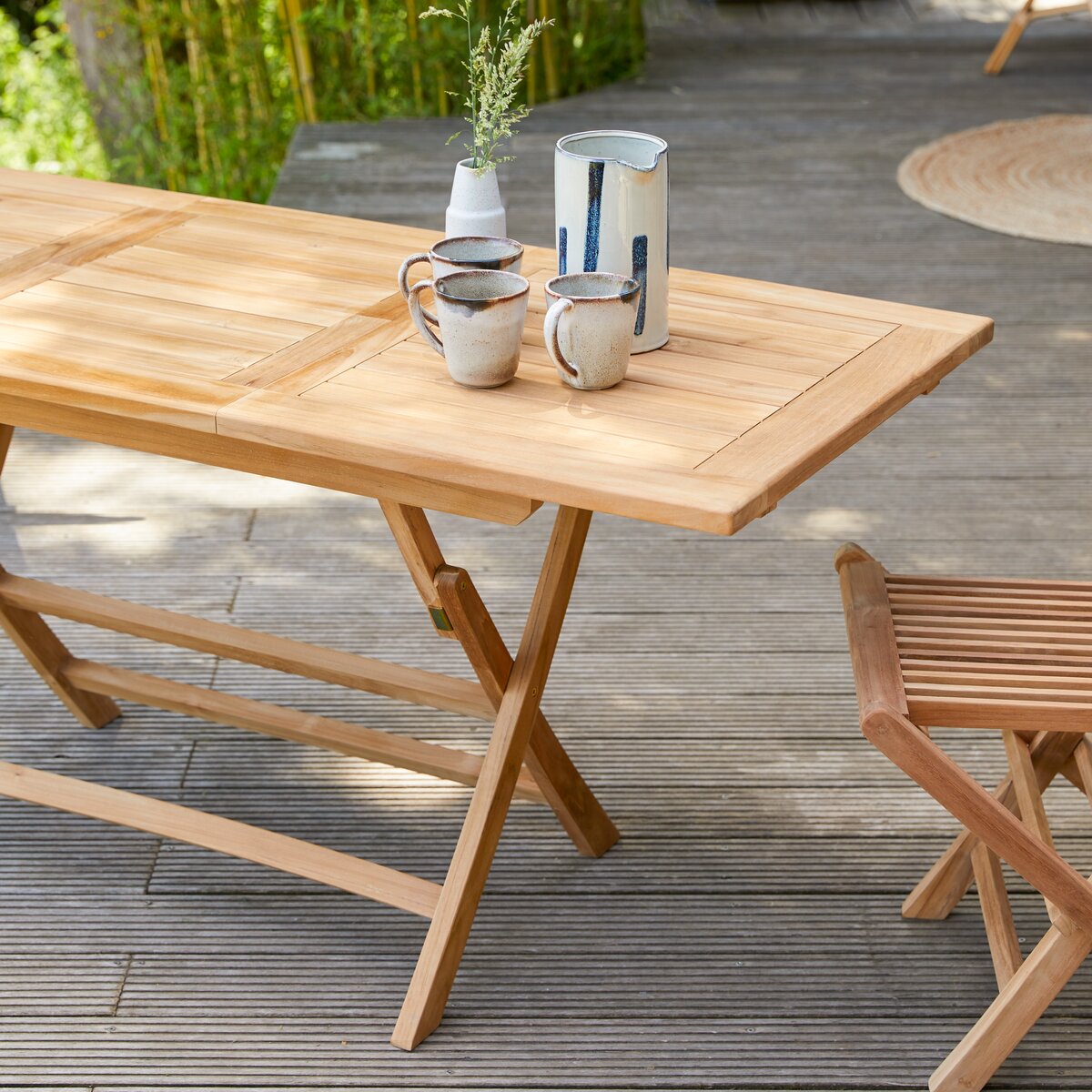 Foldable teak garden table Sale of outdoor furniture Capri Tikamoon