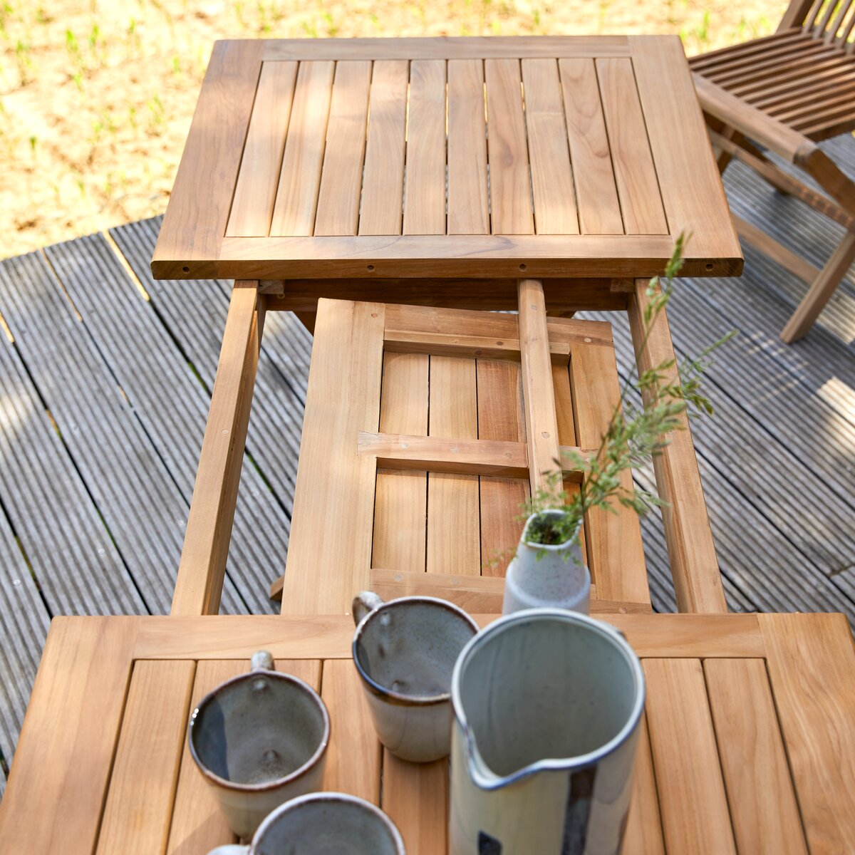 Foldable teak garden table Sale of outdoor furniture Capri Tikamoon