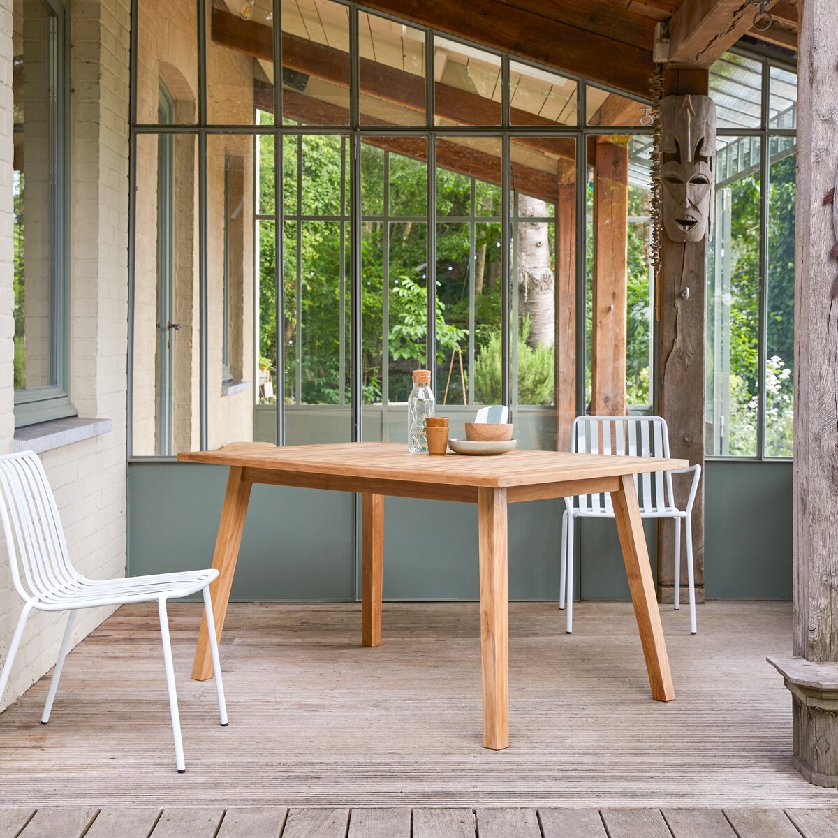 tavolo da Giardino in Teak con Sedie e Poltroncine