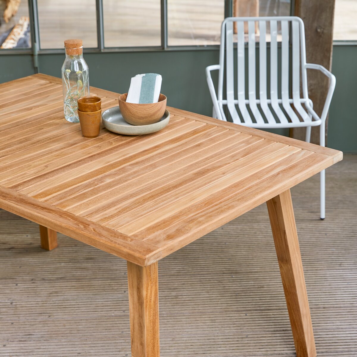 solid teak garden table and chairs