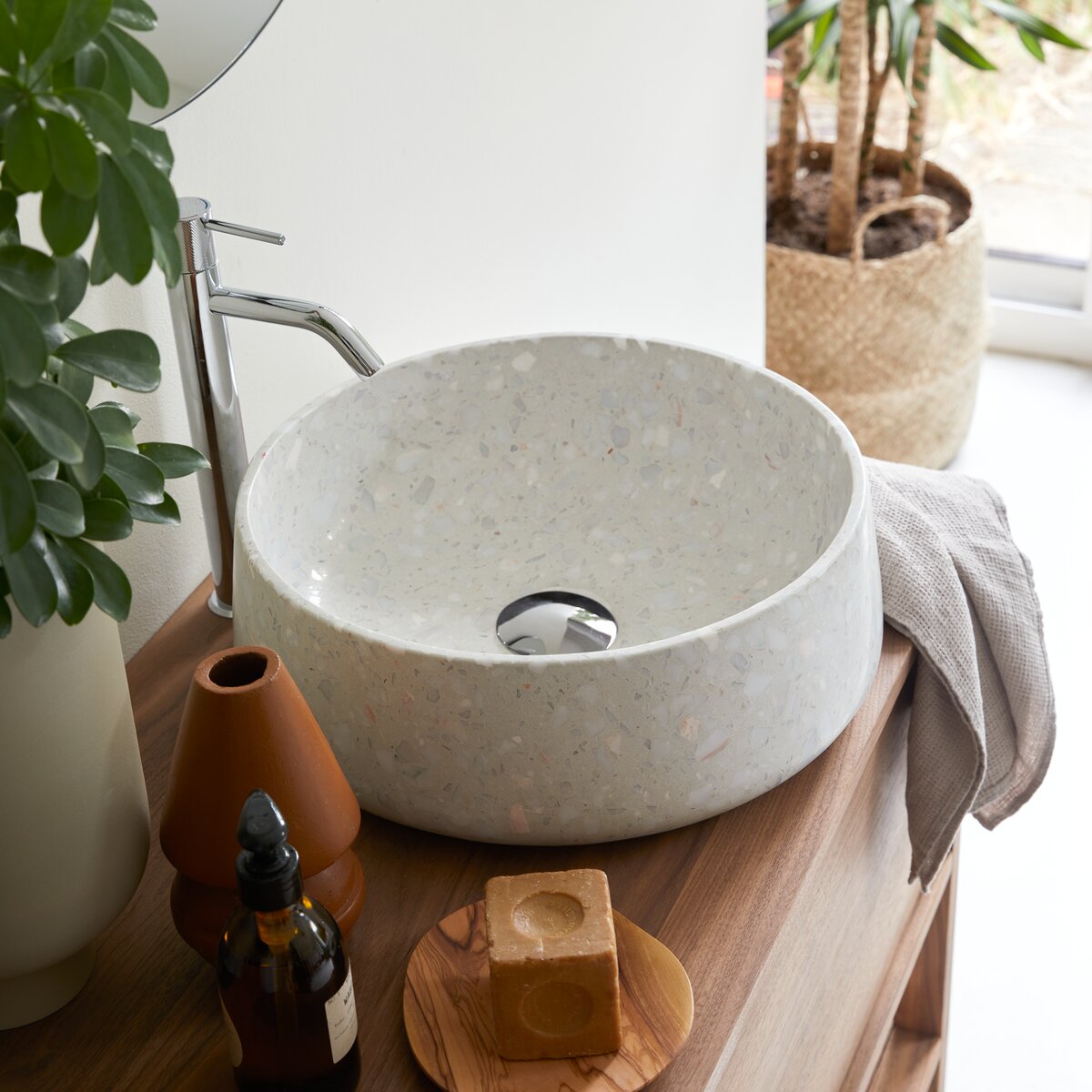 Milos - Vasque ronde en terrazzo premium moon Milos - Vasque ronde en terrazzo premium moon