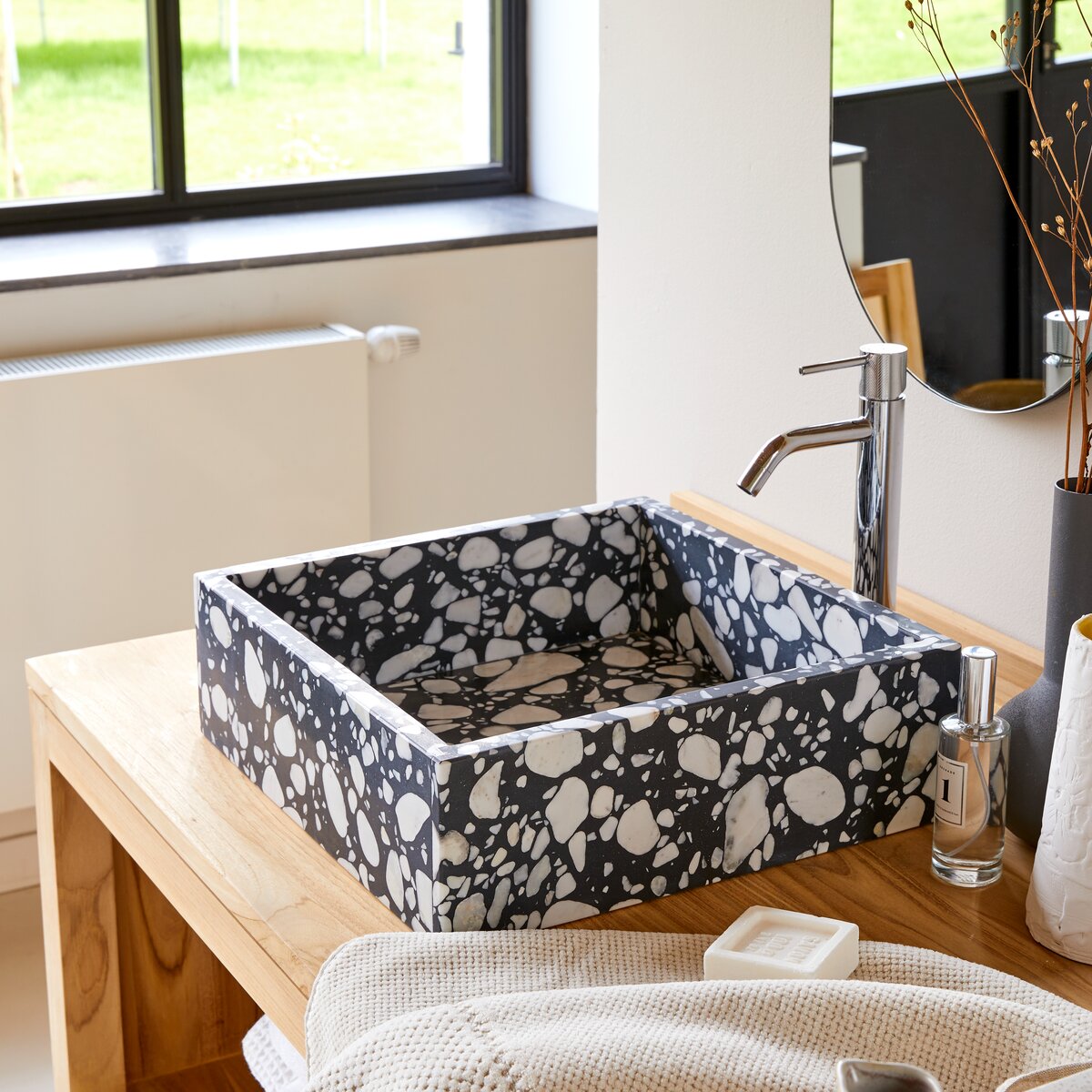 Unik - Vasque carrée en terrazzo premium Unik - Vasque carrée en terrazzo premium