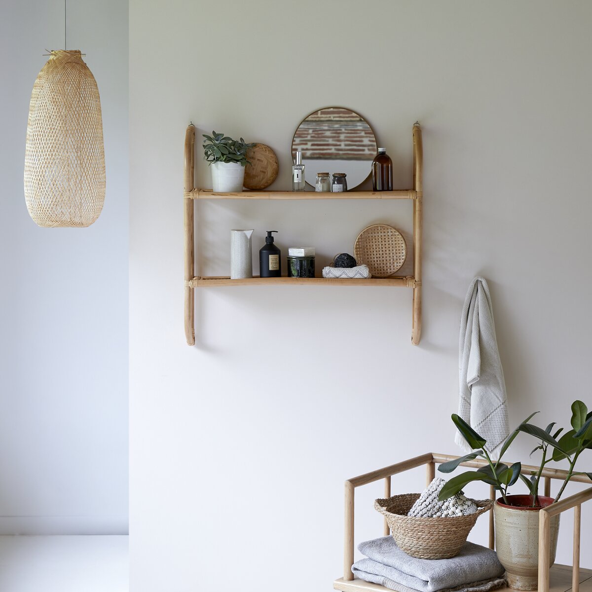 Marius - Wandregal für Bad aus Rattan Marius - Wandregal für Bad aus Rattan