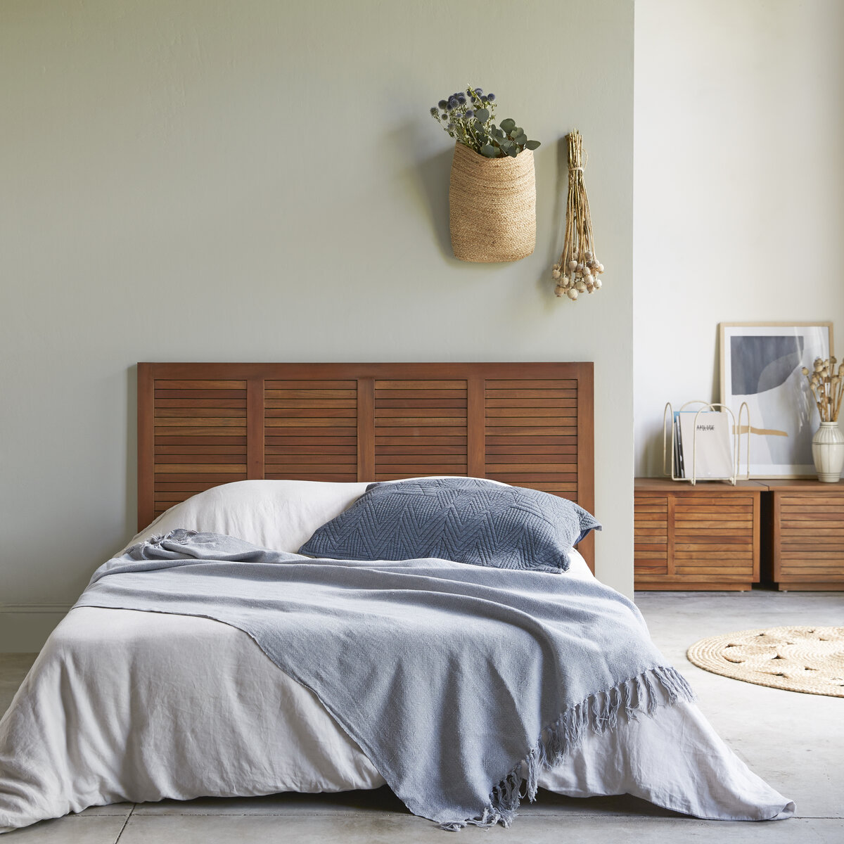 Testiera letto in legno naturale per letto da 135 cm Marnie