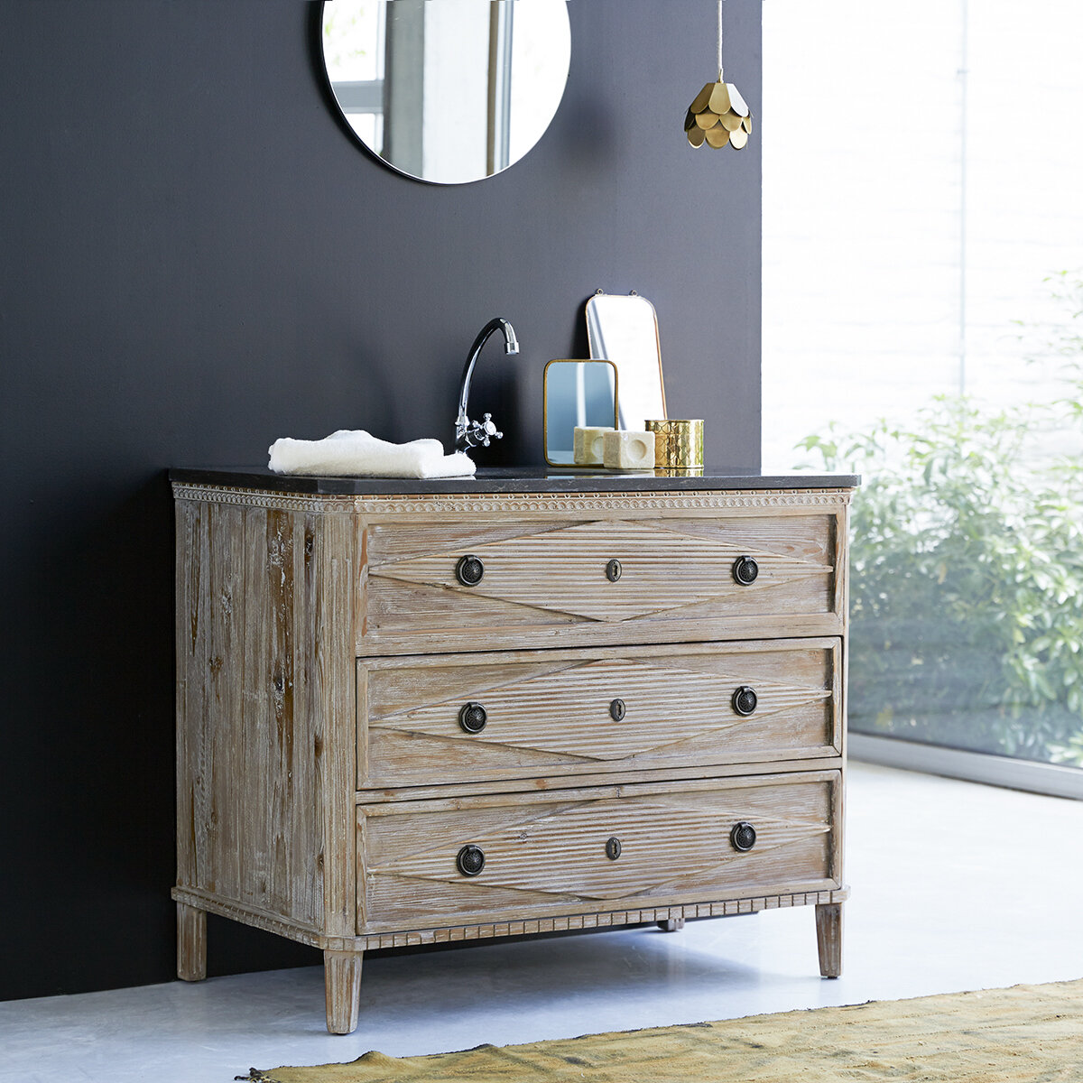 Emily - Pine and stone bathroom cabinet 100 cm Emily - Pine and stone bathroom cabinet 100 cm