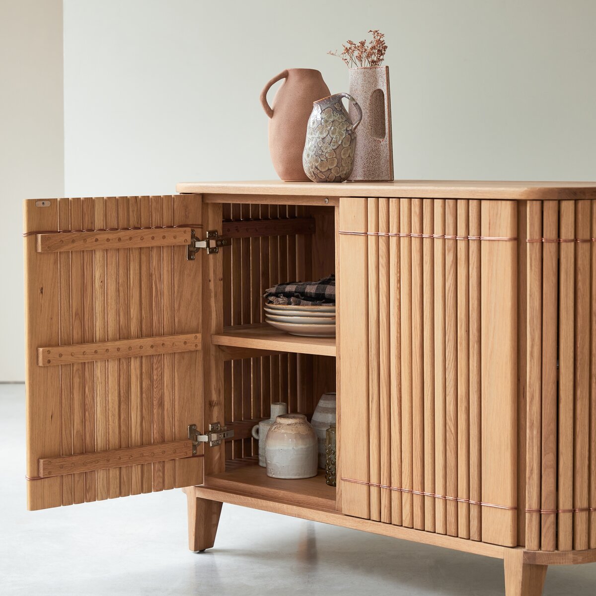 Oak sideboard deals with glass doors