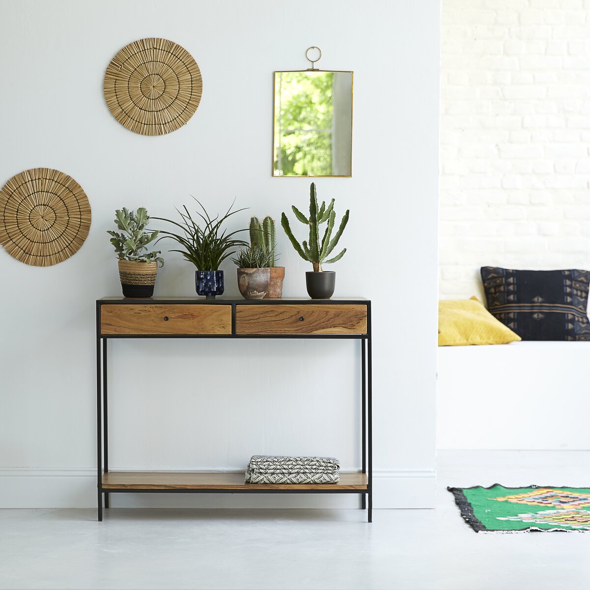Agra - Solid acacia and metal Console table