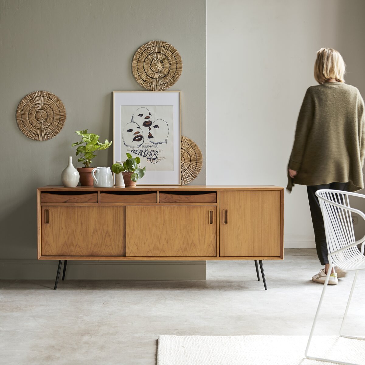 Credenza alta Mid-Century in teak, Italia, anni '60 in vendita su