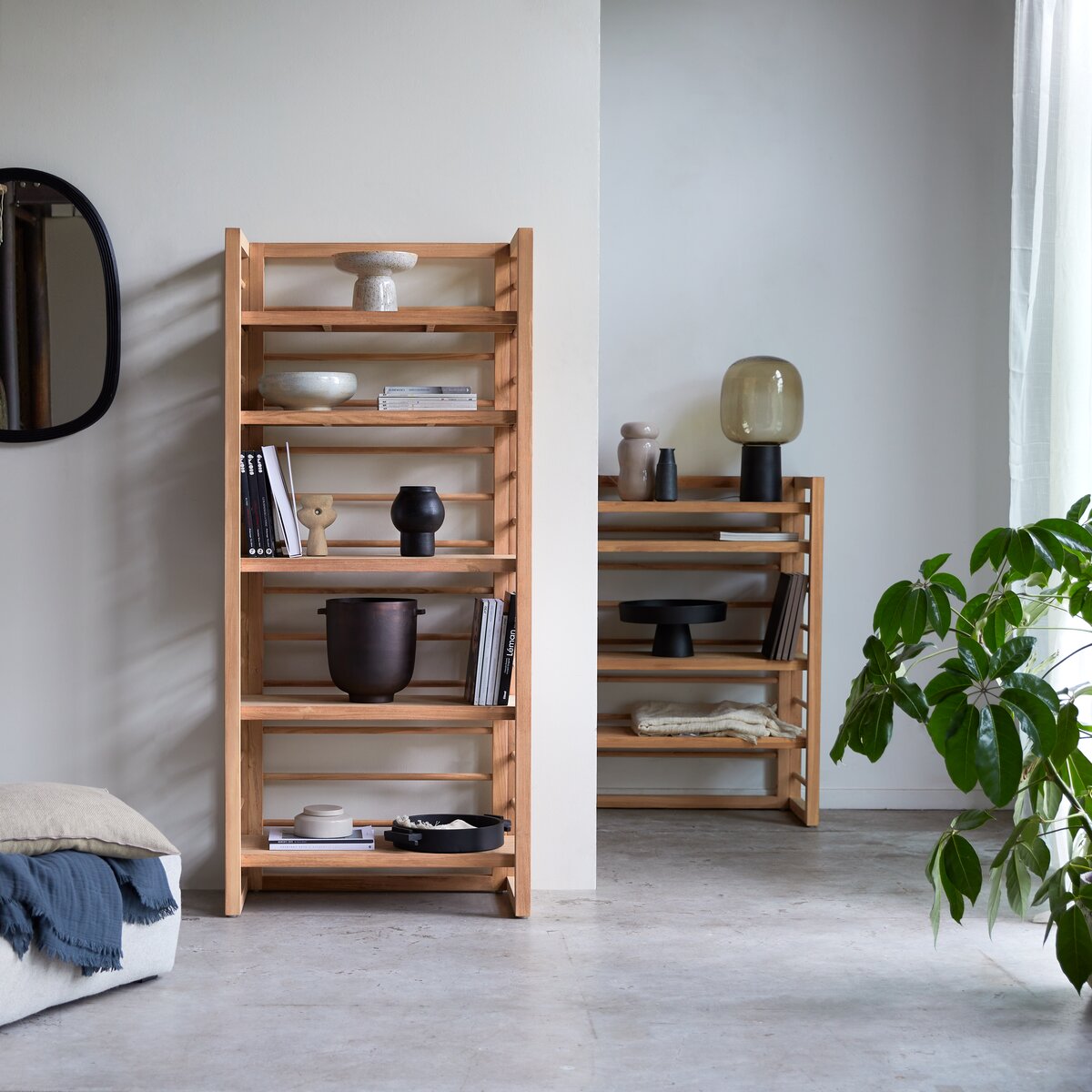 Librería de acacia y metal 175 cm - Almacenamiento para el dormitorio -  Tikamoon