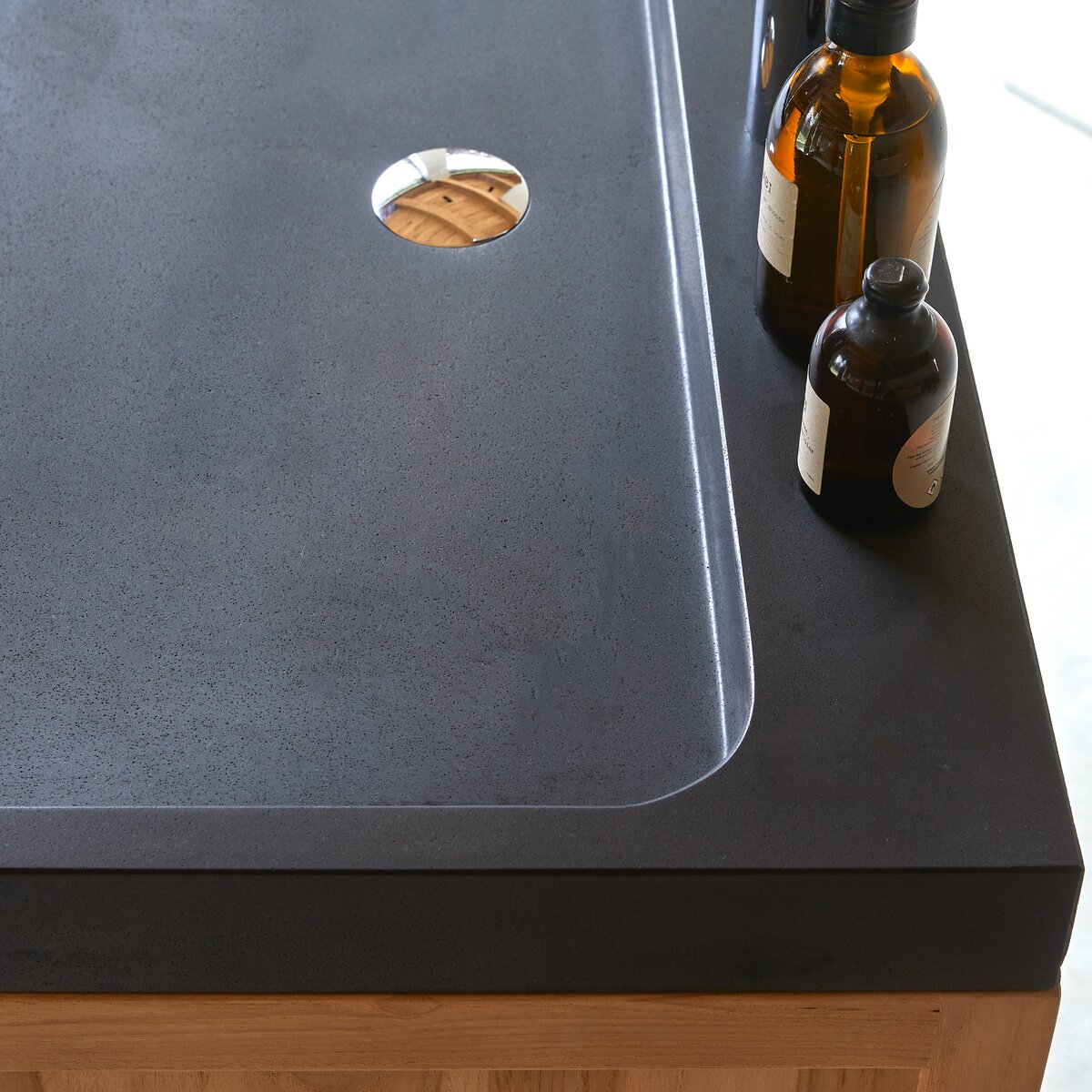 Edgar - Mueble de baño en teca maciza y piedra de lava 80 cm Edgar - Mueble de baño en teca maciza y piedra de lava 80 cm