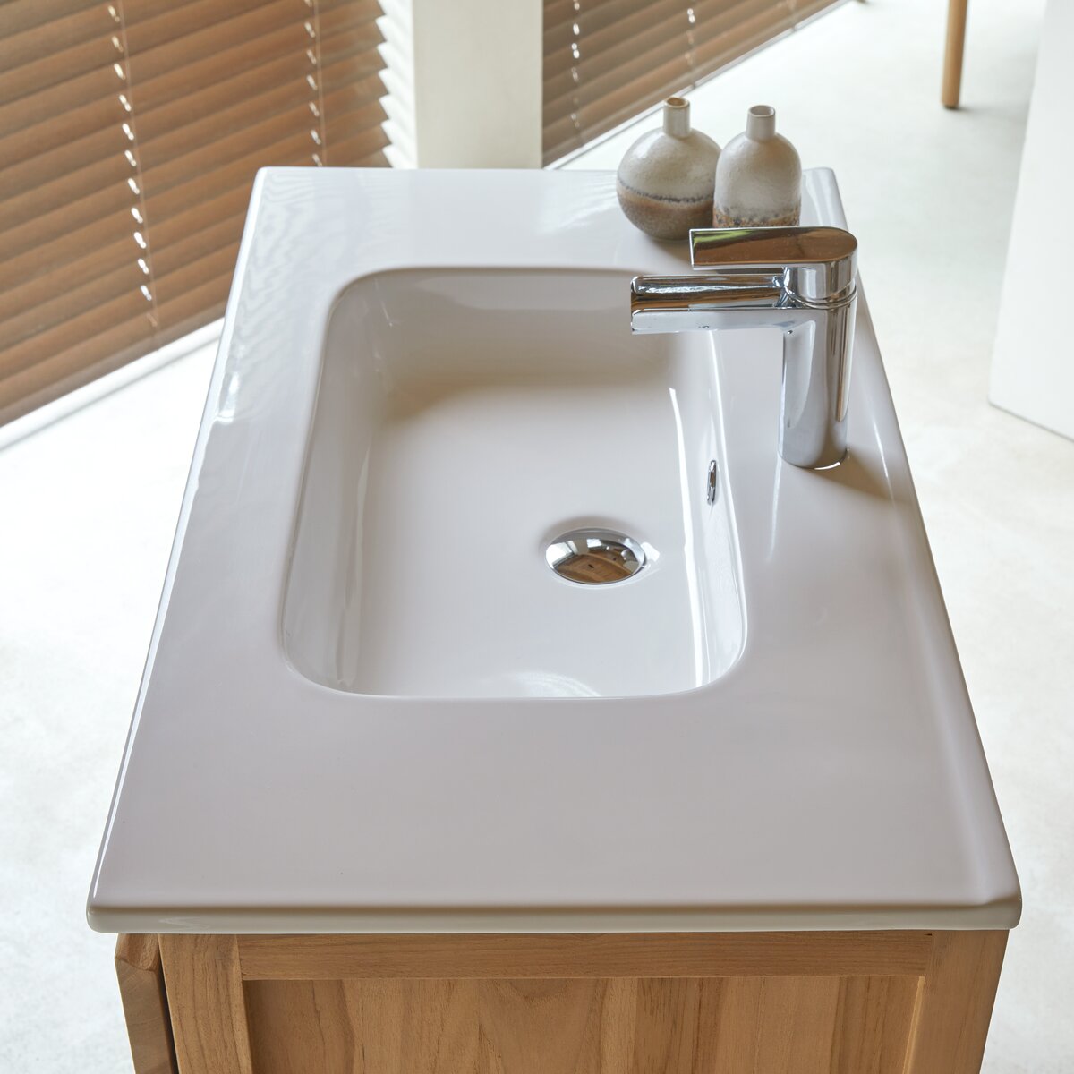 Edgar - Solid teak and ceramic bathroom cabinet 80 cm Edgar - Solid teak and ceramic bathroom cabinet 80 cm