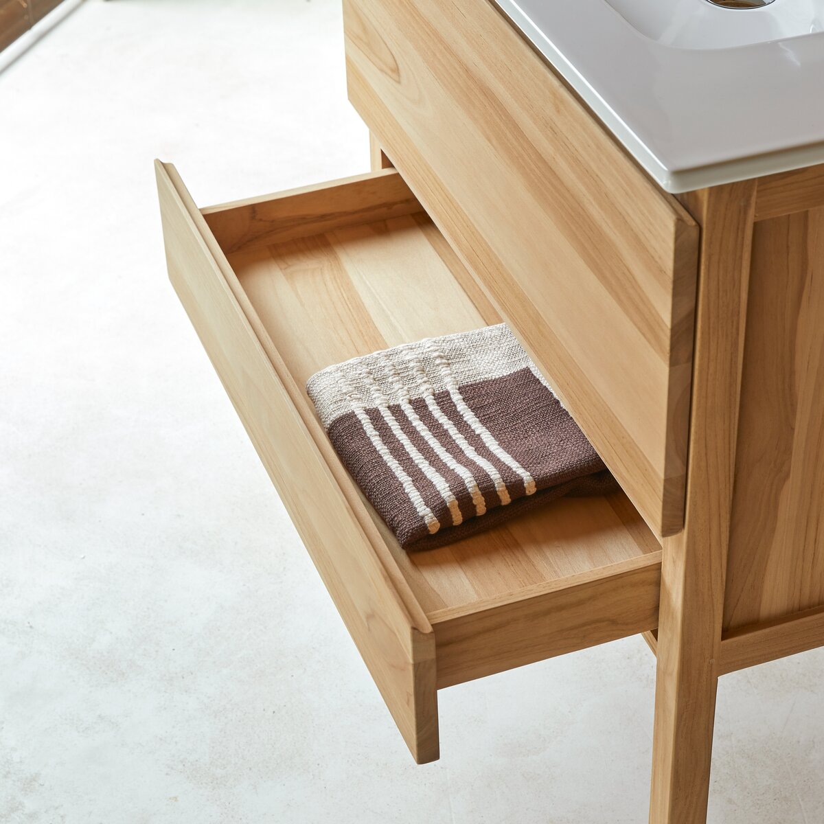 Edgar - Solid teak and ceramic bathroom cabinet 80 cm Edgar - Solid teak and ceramic bathroom cabinet 80 cm
