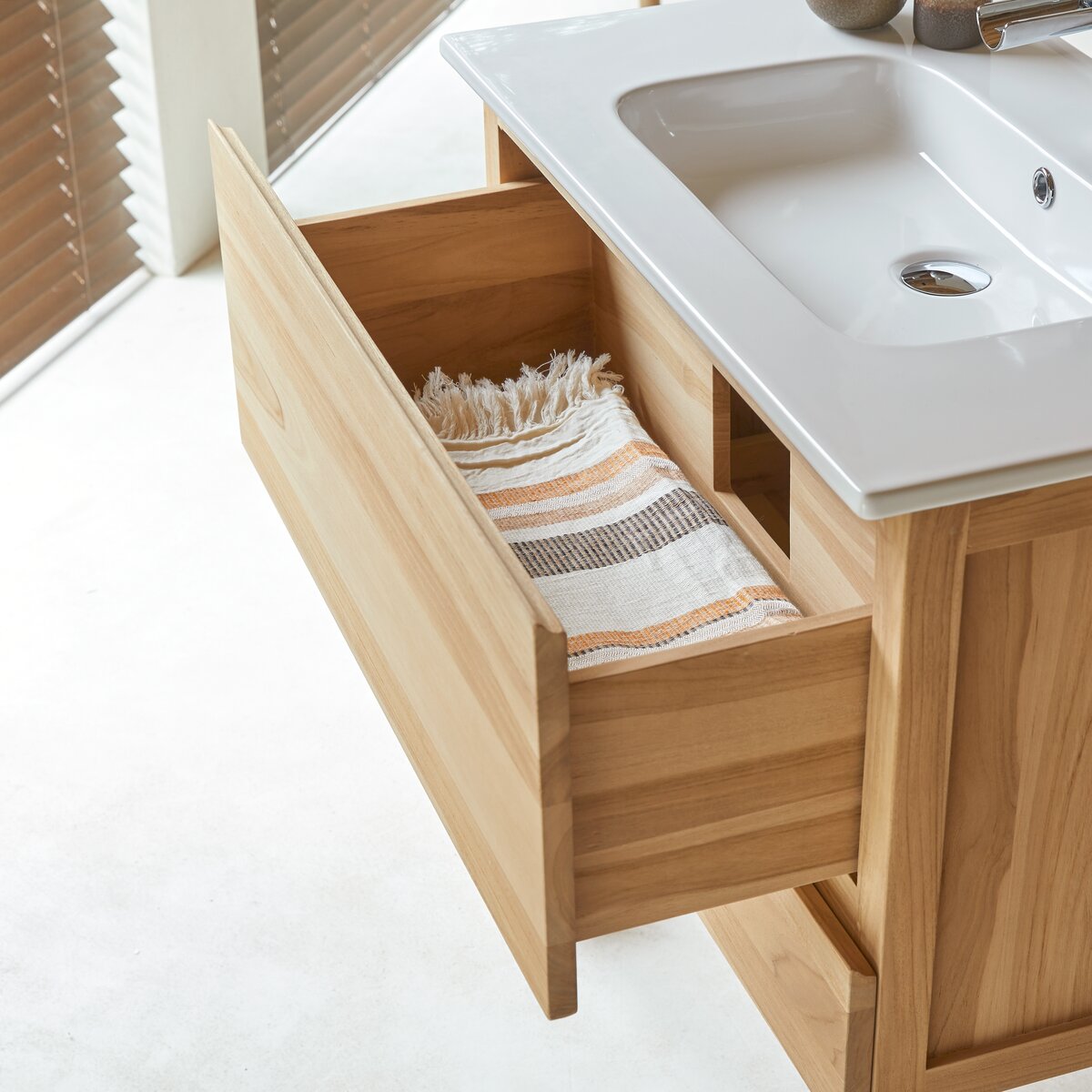 Edgar - Solid teak and ceramic bathroom cabinet 80 cm Edgar - Solid teak and ceramic bathroom cabinet 80 cm