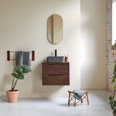 Teak wall-mounted vanity unit 80 cm - Bathroom - Tikamoon