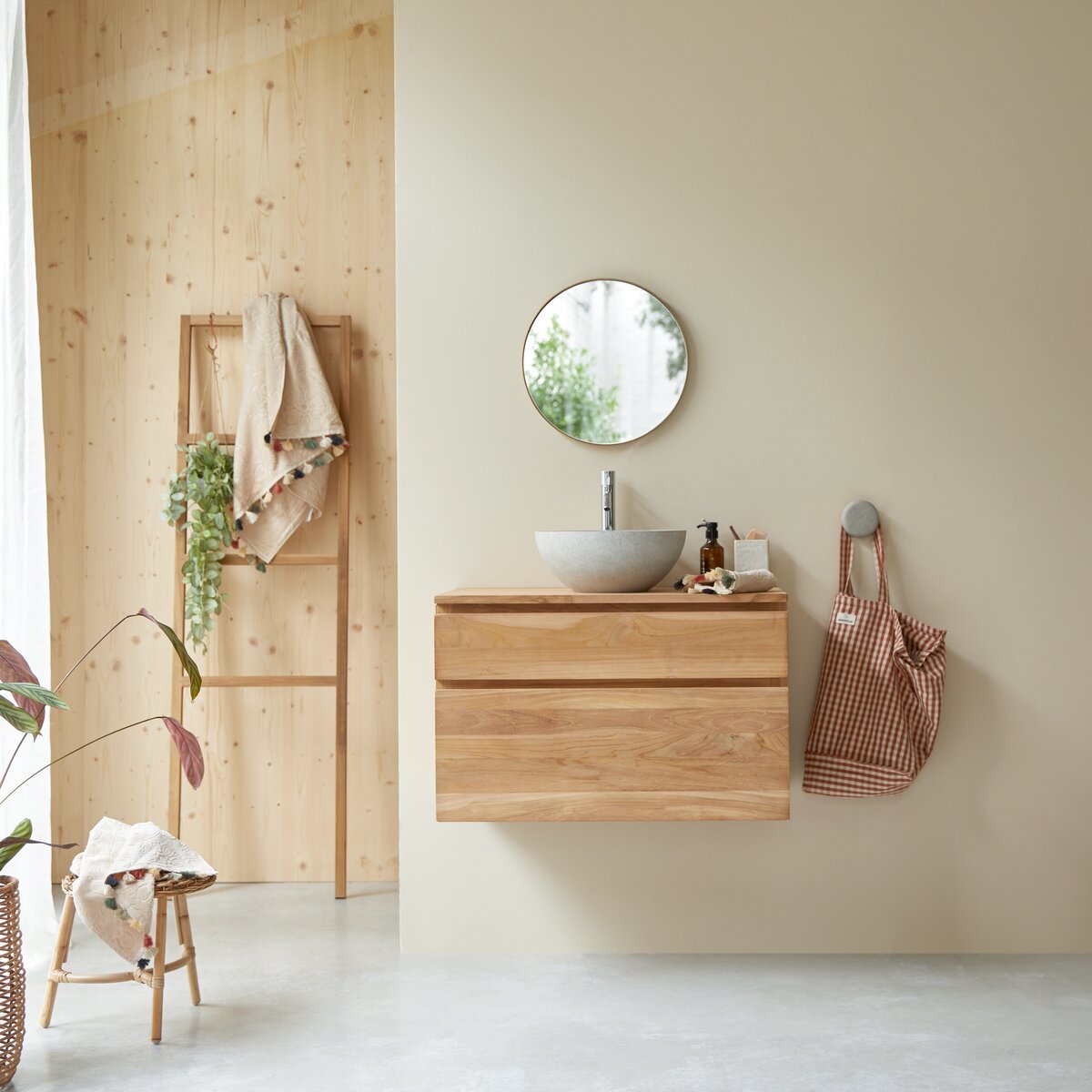 Jacob - Mueble bajo lavabo en teca maciza 80 cm Jacob - Mueble bajo lavabo en teca maciza 80 cm