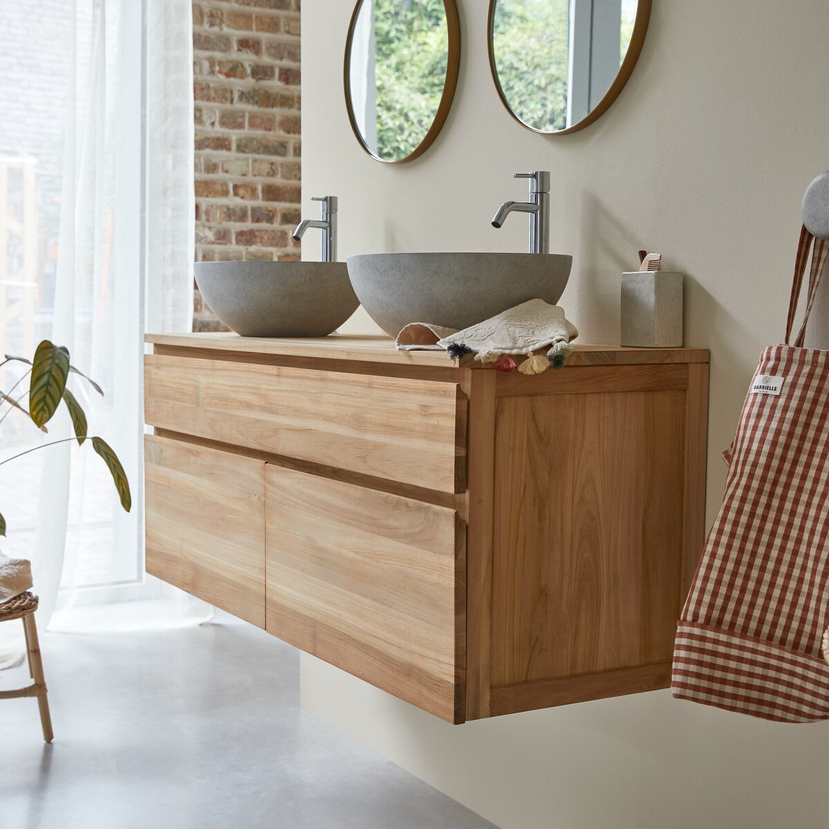 Meuble salle de bain en teck massif 120 cm