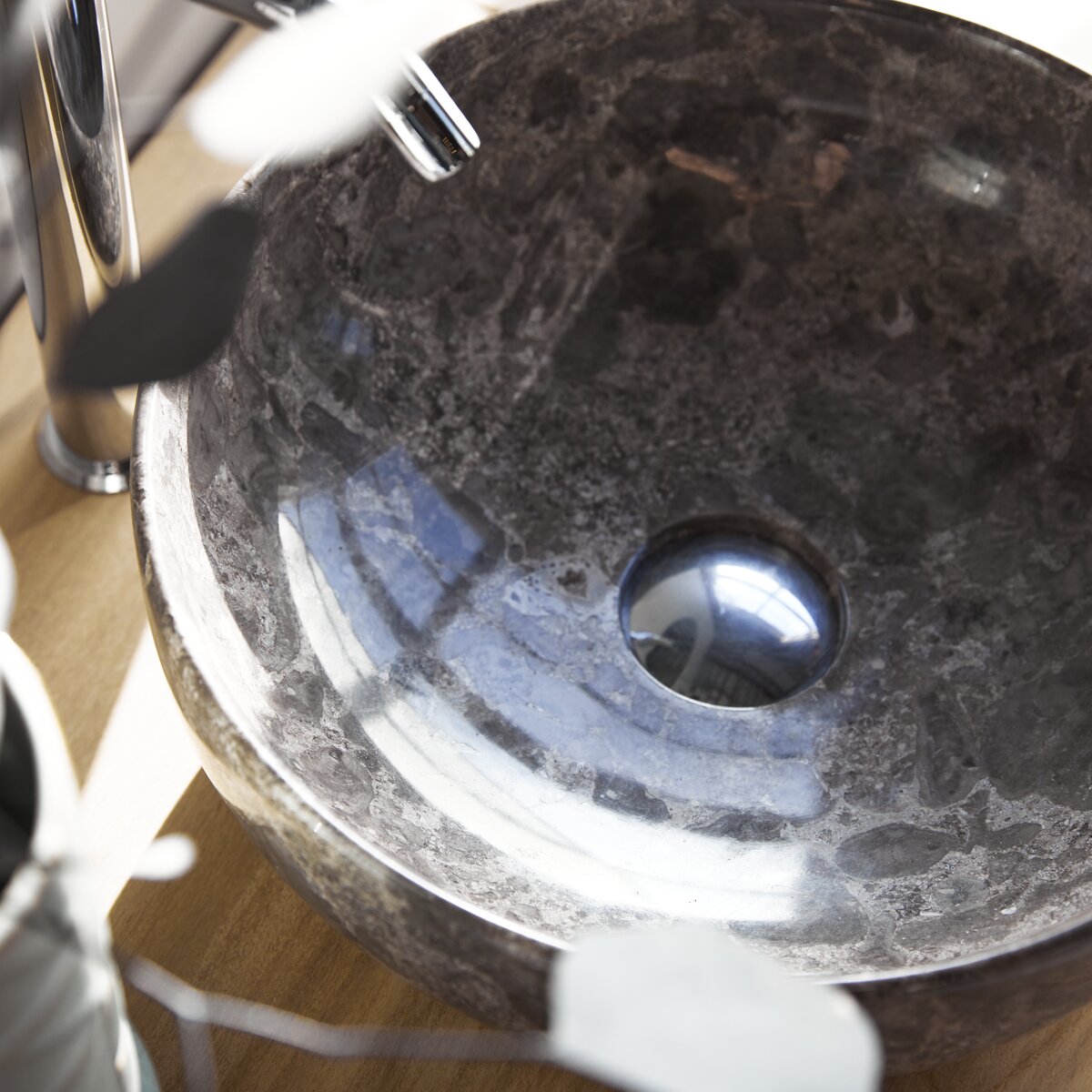 Dark grey marble washbasin 33cm Bathroom accessories Tikamoon