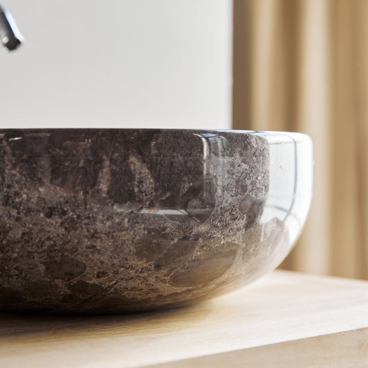 Dark grey marble washbasin 33cm Bathroom accessories Tikamoon