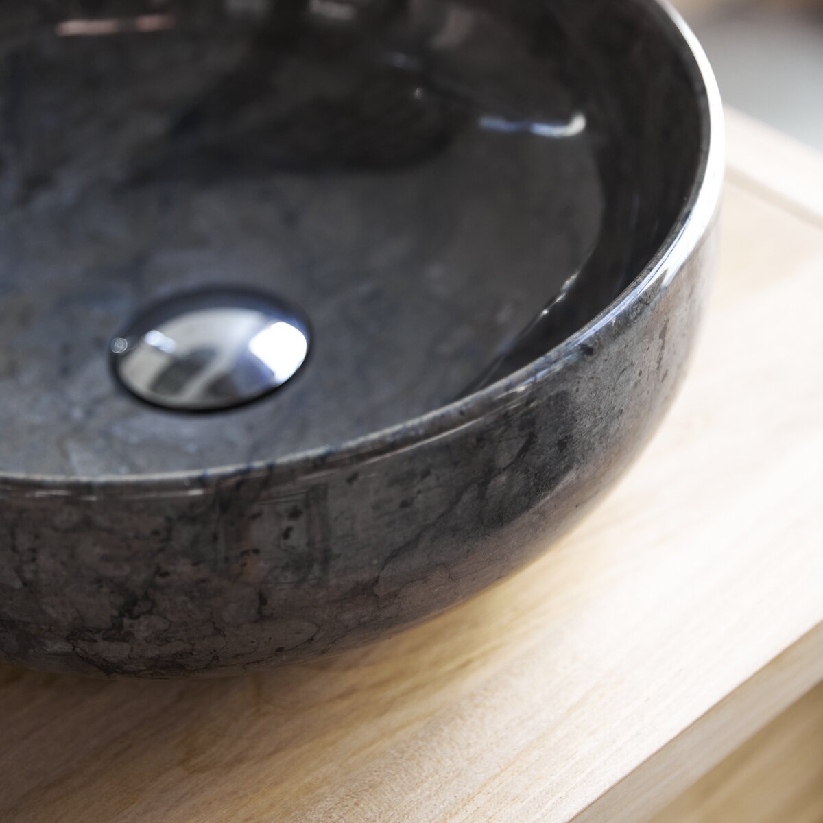 Dark grey marble basin 33cm Bathroom accessories Tikamoon