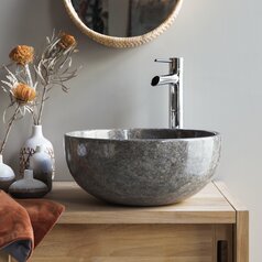 Calypso Grey marble washbasin - Grey coloured washbasin - Tikamoon