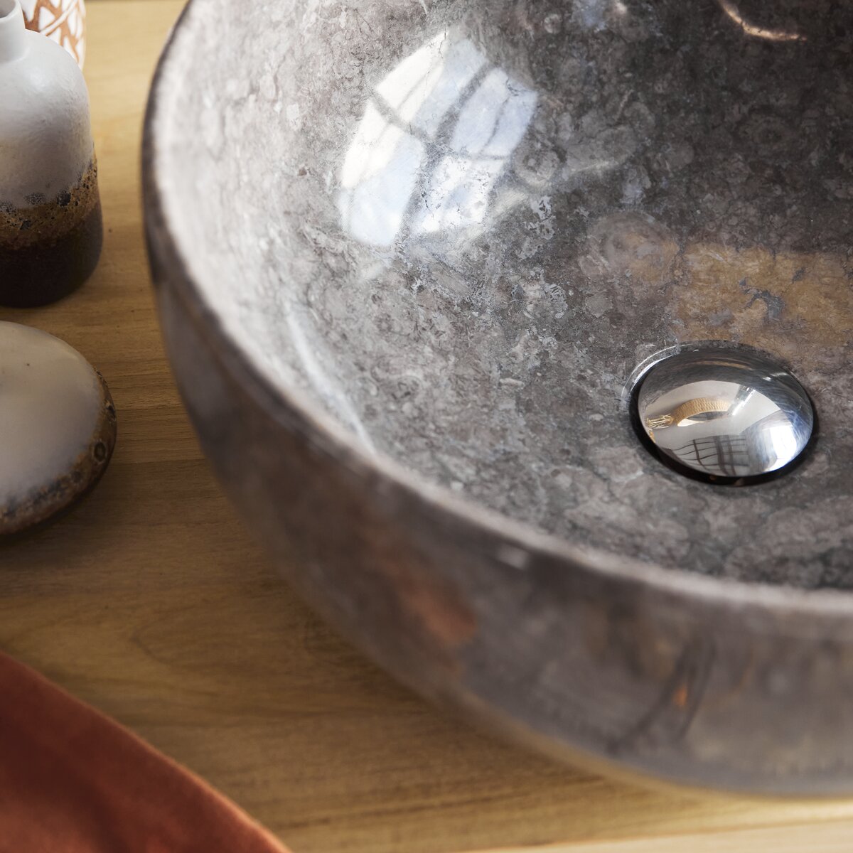 Light grey marble washbasin 40 cm Bathroom accessories Tikamoon