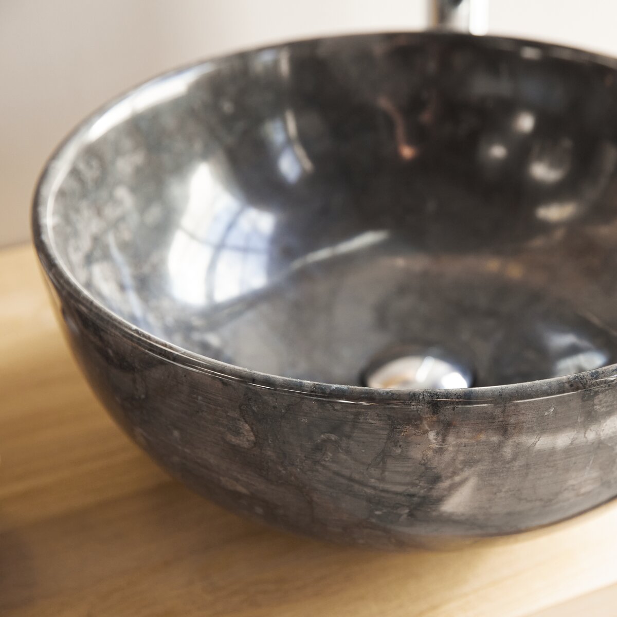 Dark grey marble basin 40 cm Bathroom accessories Tikamoon