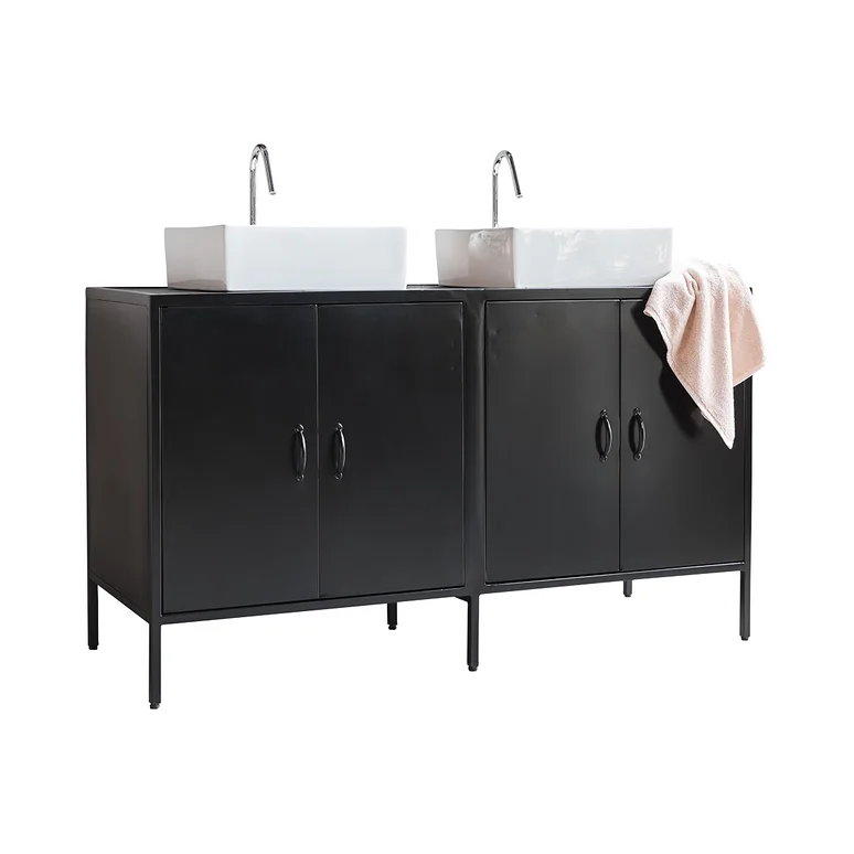 Mueble bajo lavabo en mango macizo y metal 140 cm