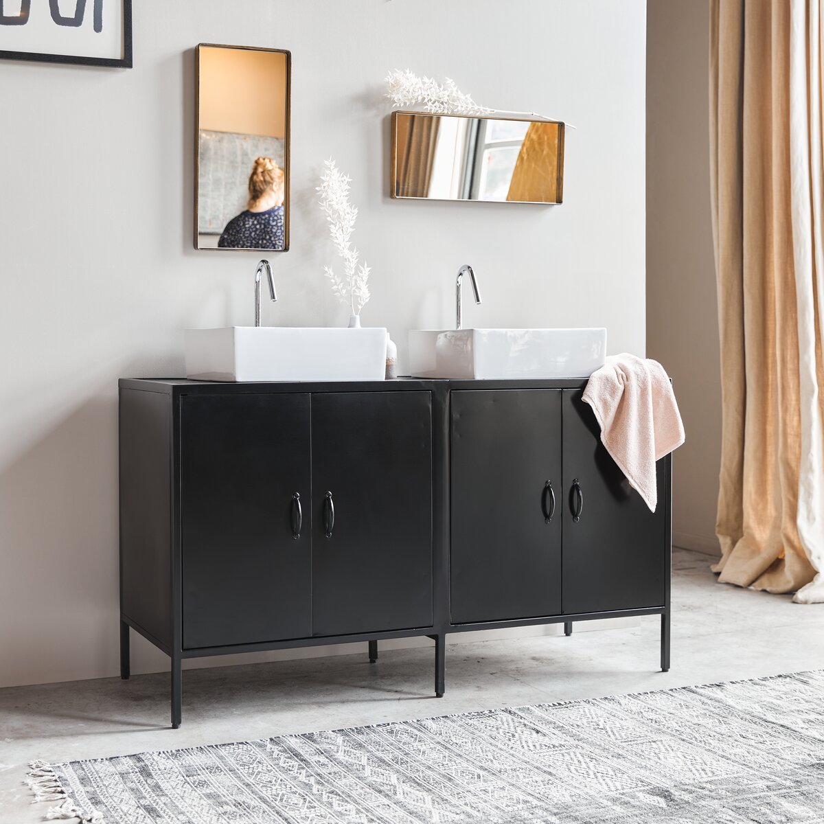 Arsène - Mobile da bagno in mango massello e metallo 140 cm Arsène - Mobile da bagno in mango massello e metallo 140 cm