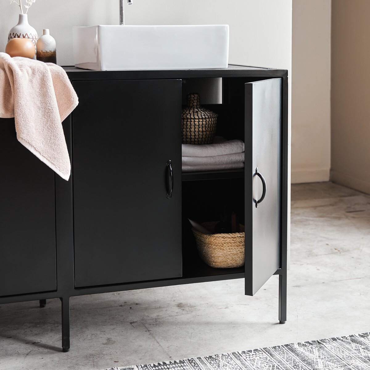 Arsène - Mobile da bagno in mango massello e metallo 140 cm Arsène - Mobile da bagno in mango massello e metallo 140 cm