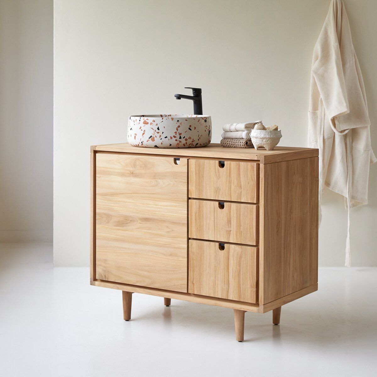 Teak single-basin vanity unit 95 cm - Bathroom furniture - Tikamoon