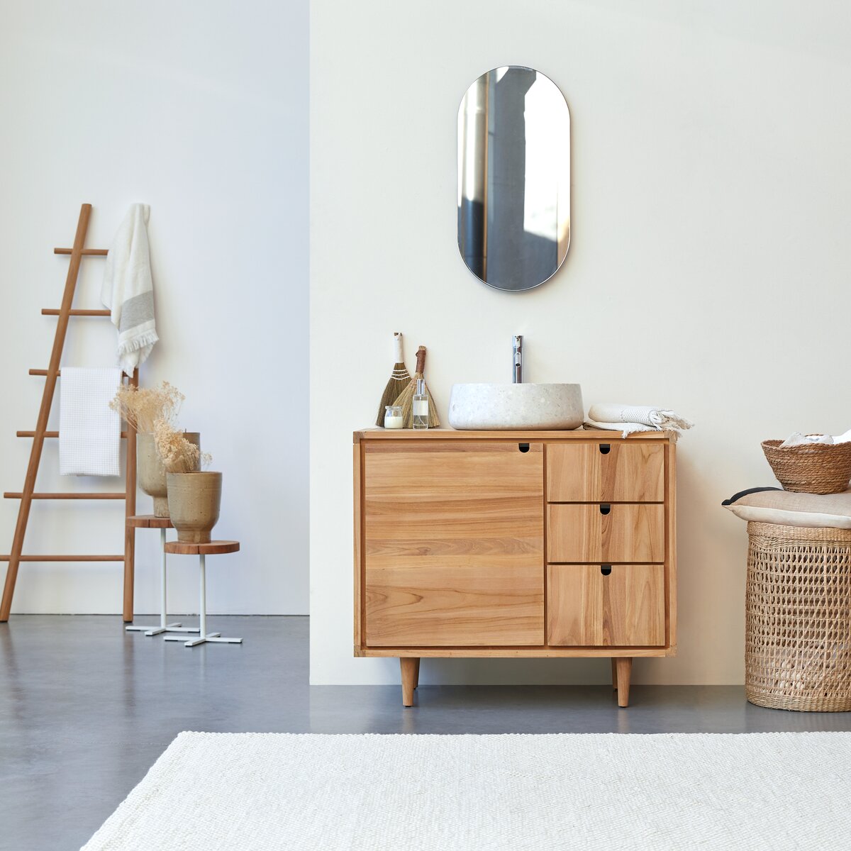 Jonàk - Waschtischunterschrank aus massivem Teakholz 95 cm Jonàk - Waschtischunterschrank aus massivem Teakholz 95 cm