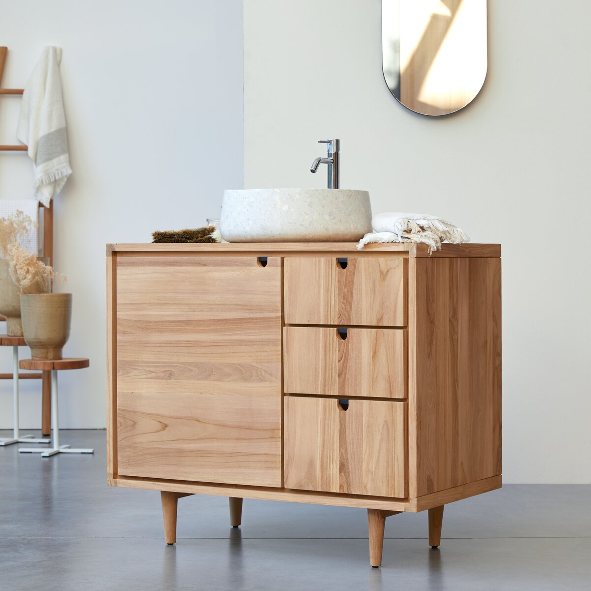 Jonàk - Waschtischunterschrank aus massivem Teakholz 95 cm Jonàk - Waschtischunterschrank aus massivem Teakholz 95 cm