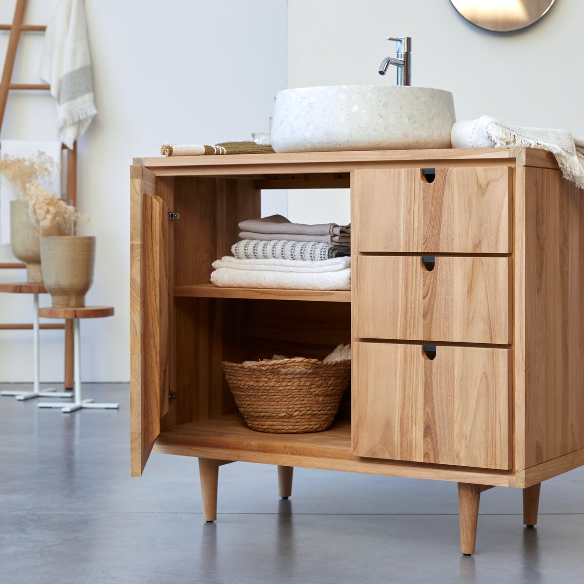 Jonàk - Waschtischunterschrank aus massivem Teakholz 95 cm Jonàk - Waschtischunterschrank aus massivem Teakholz 95 cm