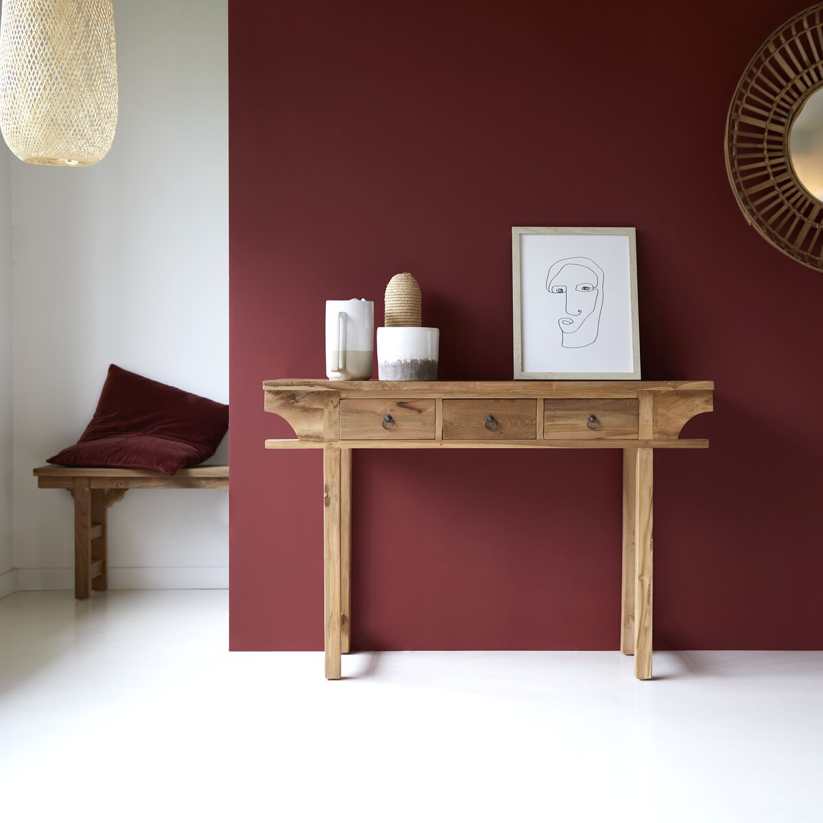 Junie - Konsole aus recyceltem massivem Teakholz Junie - Konsole aus recyceltem massivem Teakholz