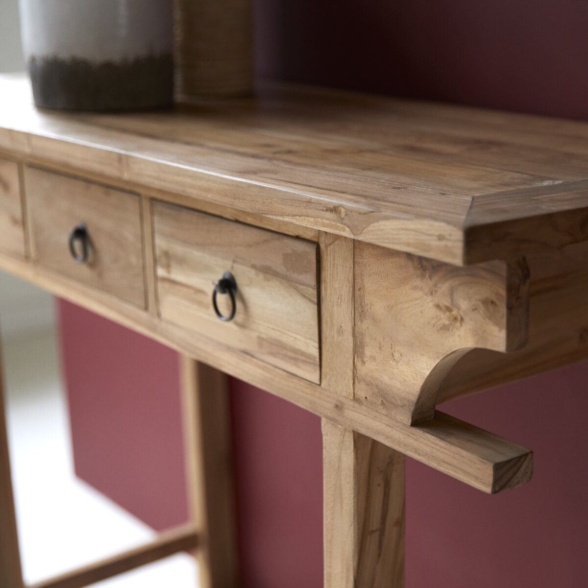 Hidden Treasures 70 Wide Farmhouse Oak Wood Console Table - #6Y080