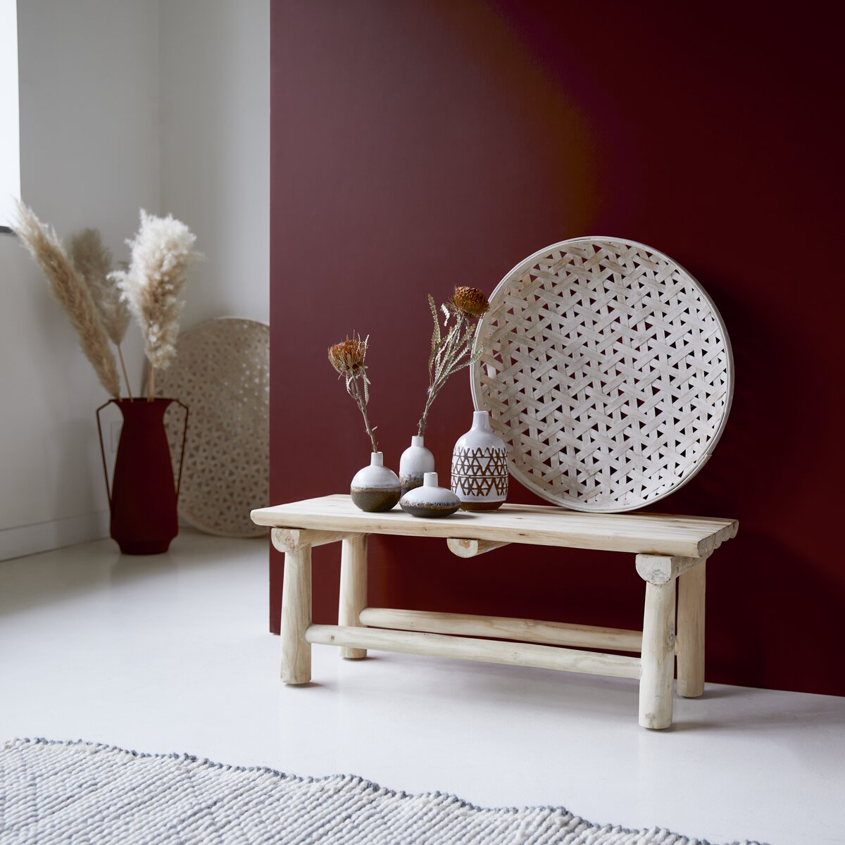Kilim - Banc déco en teck massif Kilim - Banc déco en teck massif