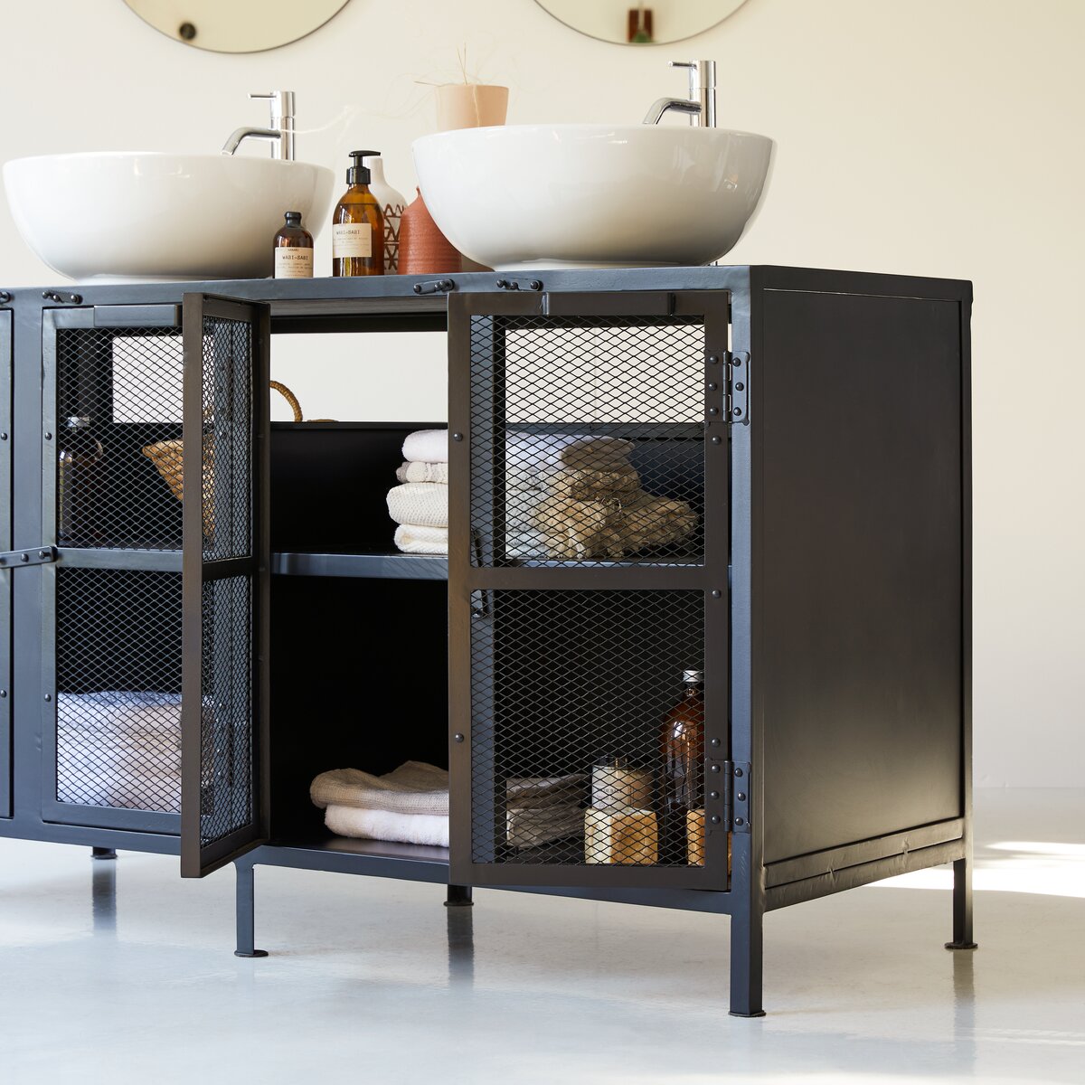 Romy - Mango wood and metal vanity unit 140 cm Romy - Mango wood and metal vanity unit 140 cm