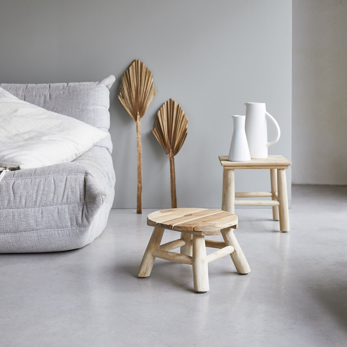 Kilim - Solid teak decorative stool