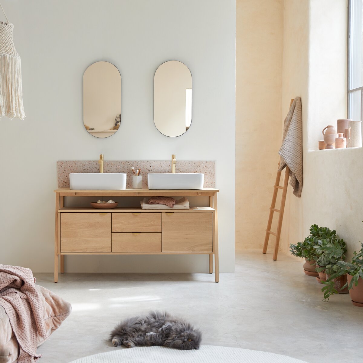 Pola - Mueble bajo lavabo en roble macizo 140 cm Pola - Mueble bajo lavabo en roble macizo 140 cm