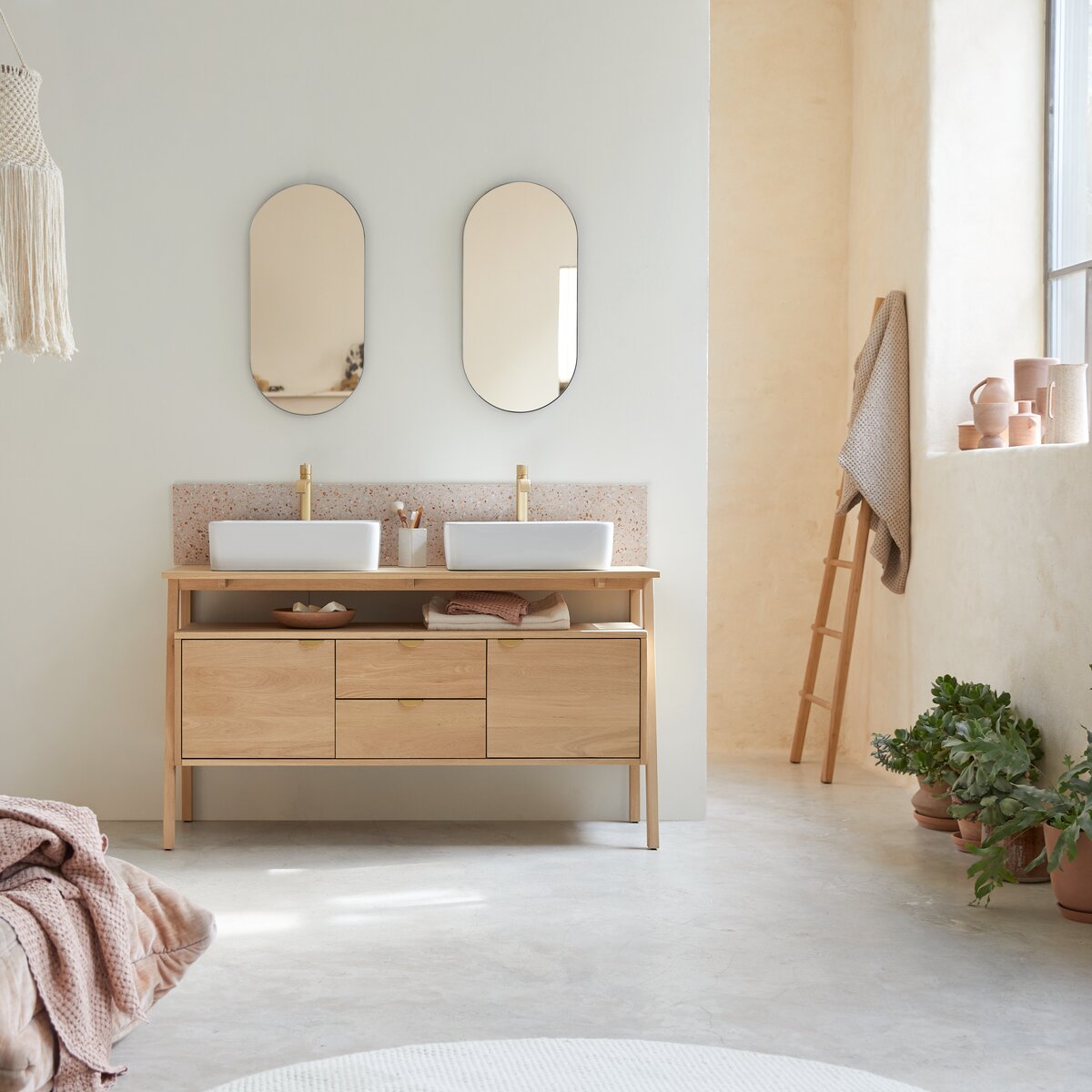 Pola - Mueble bajo lavabo en roble macizo 140 cm Pola - Mueble bajo lavabo en roble macizo 140 cm