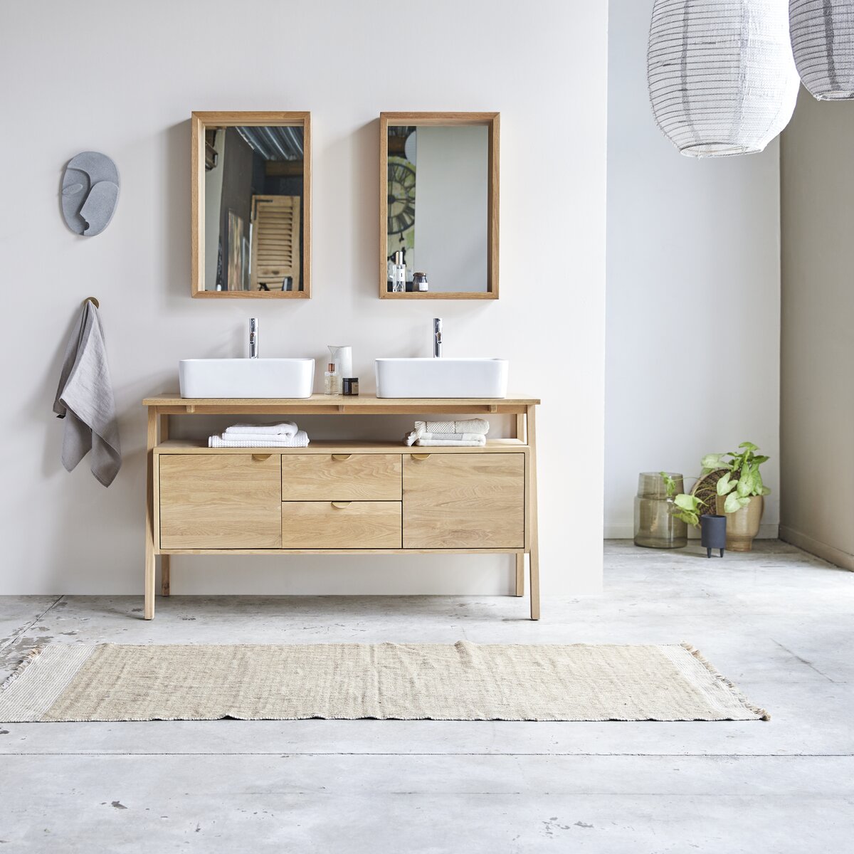 Pola - Waschtischunterschrank aus massiver Eiche 140 cm Pola - Waschtischunterschrank aus massiver Eiche 140 cm