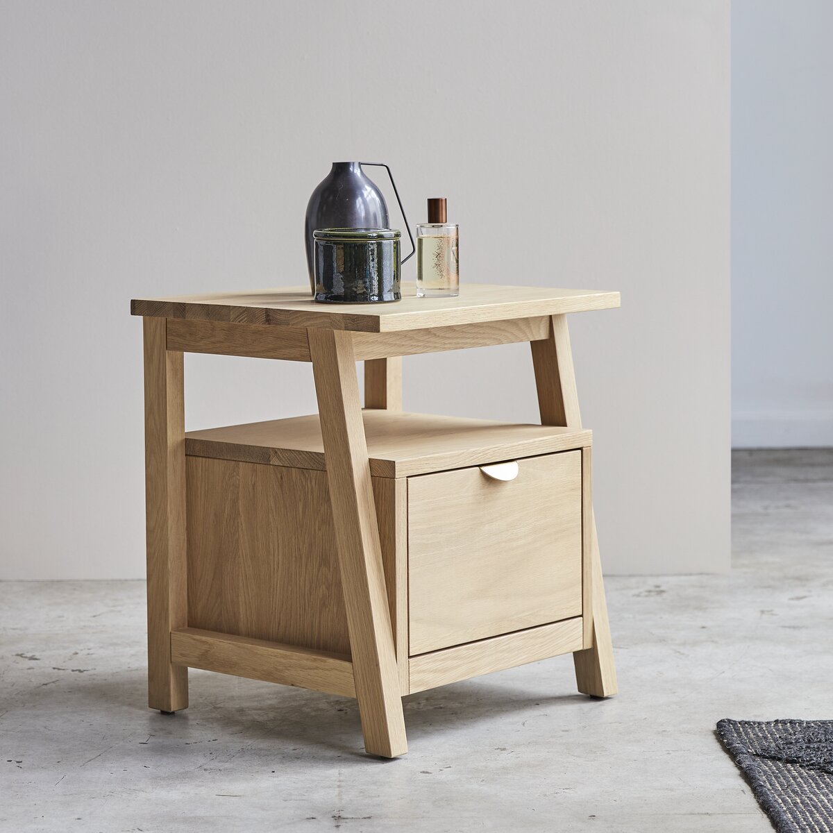 oak bedside table 40cm wide