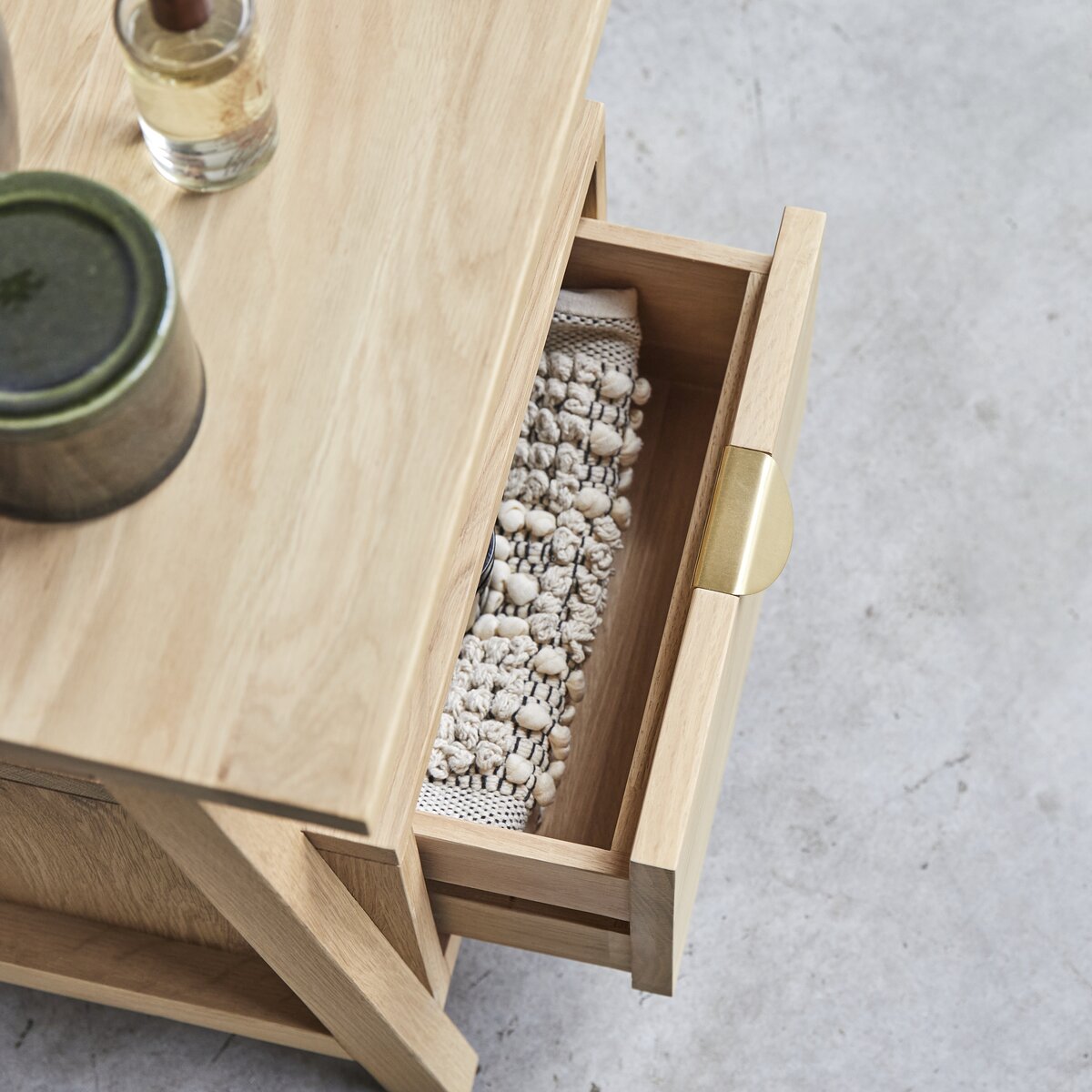 Oak bedside table 50 cm 1 drawer Bedroom furniture Tikamoon