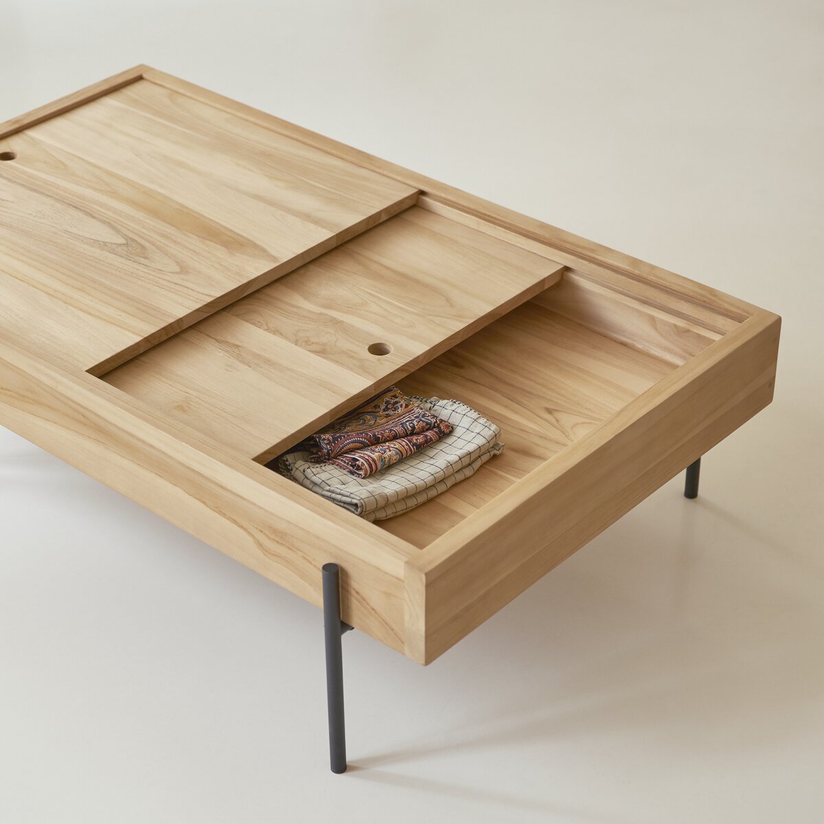 Mesa baja de madera de roble 120x50 cm - Mobiliario de salón - Tikamoon