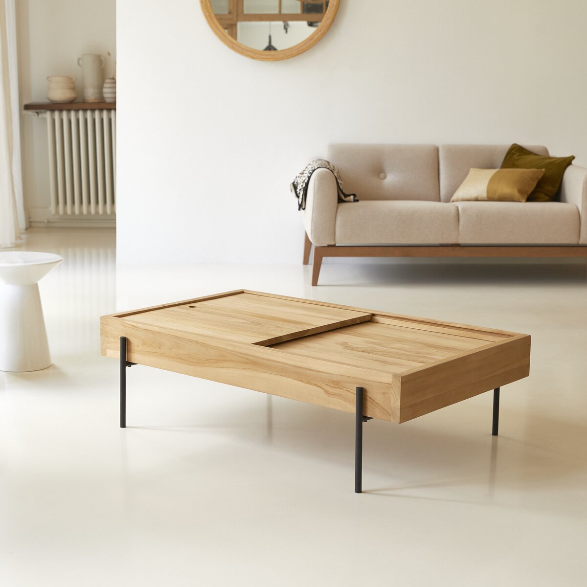 Solid wood coffee table deals with storage